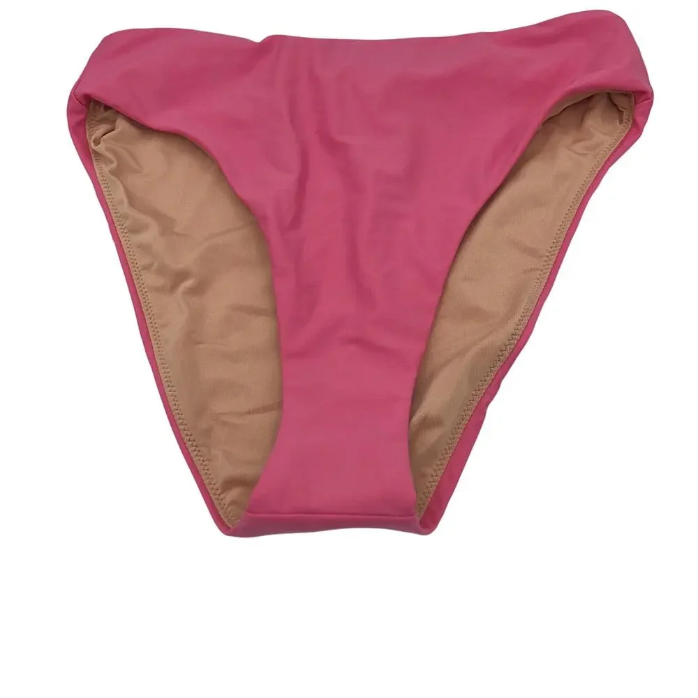 New J. Crew Pink High Rise Bikini Swim Bathing Suit Bottom Women's Size Medium